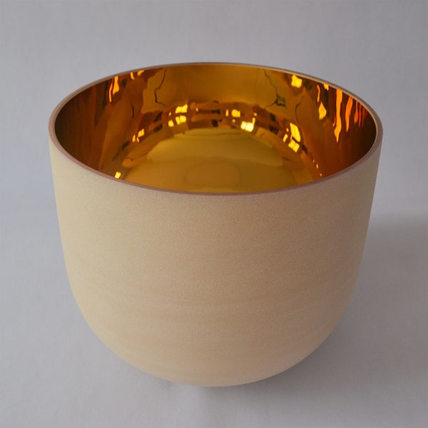 24k Gold Plated Inside Frosted Singing Bowl 432HZ Perfect Pitch 7'' Note B With Free Mallet and Oring