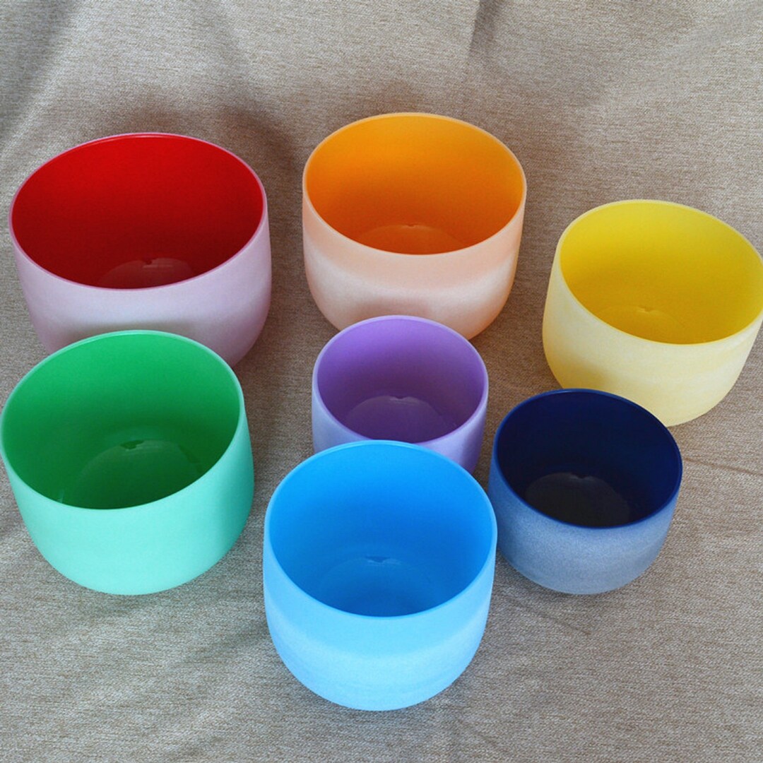 440hz Crystal Singing Bowl Set Set of Seven Quartz Crystal Healing