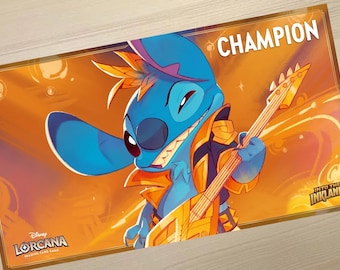 Lorcana Rockstar Stitch Into The Inklands Champion Playmat TCG Haute Qualité Expédition Rapide Tapis de Jeu Trade Card Game Accessoire Cadeau