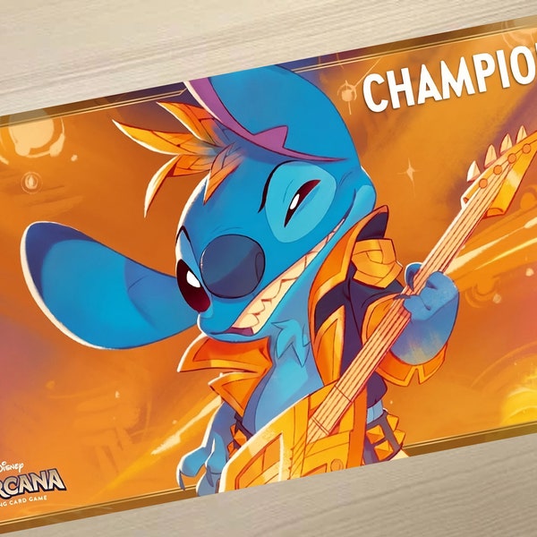 Lorcana Rockstar Stitch Into The Inklands Champion Playmat TCG Haute Qualité Expédition Rapide Tapis de Jeu Trade Card Game Accessoire Cadeau