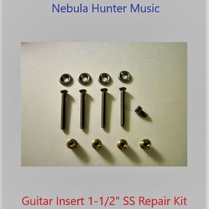 Guitar Neck Repair SS Oval Head Screws and Brass Inserts Kit 1-1/2&quot; for Necks