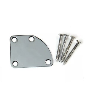 Chrome 4 Bolt Contoured Off-set New Neck Plate for Strat Tele Delux Style guitars