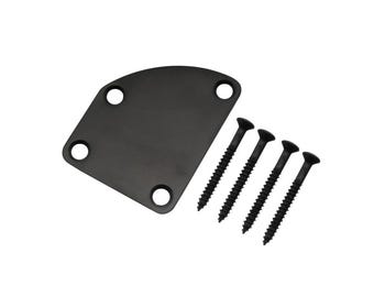 Piastra per manico nera a 4 viti, sagomata e sfalsata, nuova, per chitarre in stile Strat Tele Deluxe