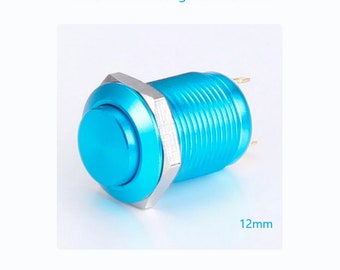 Interruttore di spegnimento/taglio per chitarra, pulsante momentaneo blu da 12 mm, per chitarra alta. Kit completo di componenti.