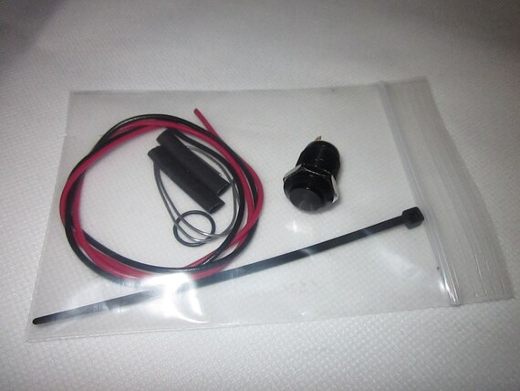 12mm Black Momentary Push Button Switch – High Head, 5-24V, 6" Wires – 2 Wire