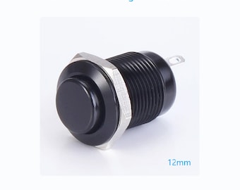 Interruttore di spegnimento/taglio per chitarra, pulsante momentaneo nero da 12 mm, per chitarra alta. Kit completo di componenti.