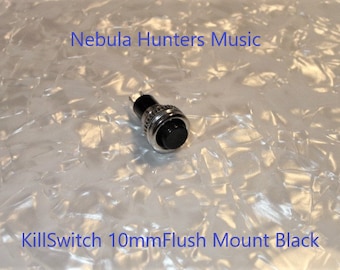 Guitarra KillSwitch Cutoff NEGRO Pulsador momentáneo 10MM Montaje empotrado 4,1mm con 14" 22Ga S/wire Compelet Kit