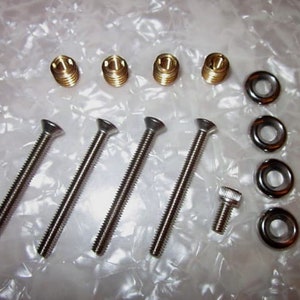 Guitar Neck Repair 1-3/4&quot; SS Oval Head Screws and with Brass Inserts Kit