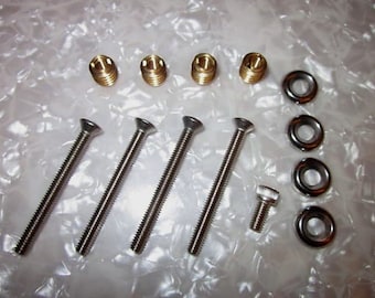 Kit di viti a testa ovale in acciaio inox da 1-3/4" per la riparazione del manico della chitarra, con inserti in ottone.