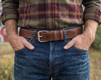Handmade Full Grain Leather Belt for Men – Premium Durable Lifetime Work Belt, Father’s Day Gift for Him, Free personalization