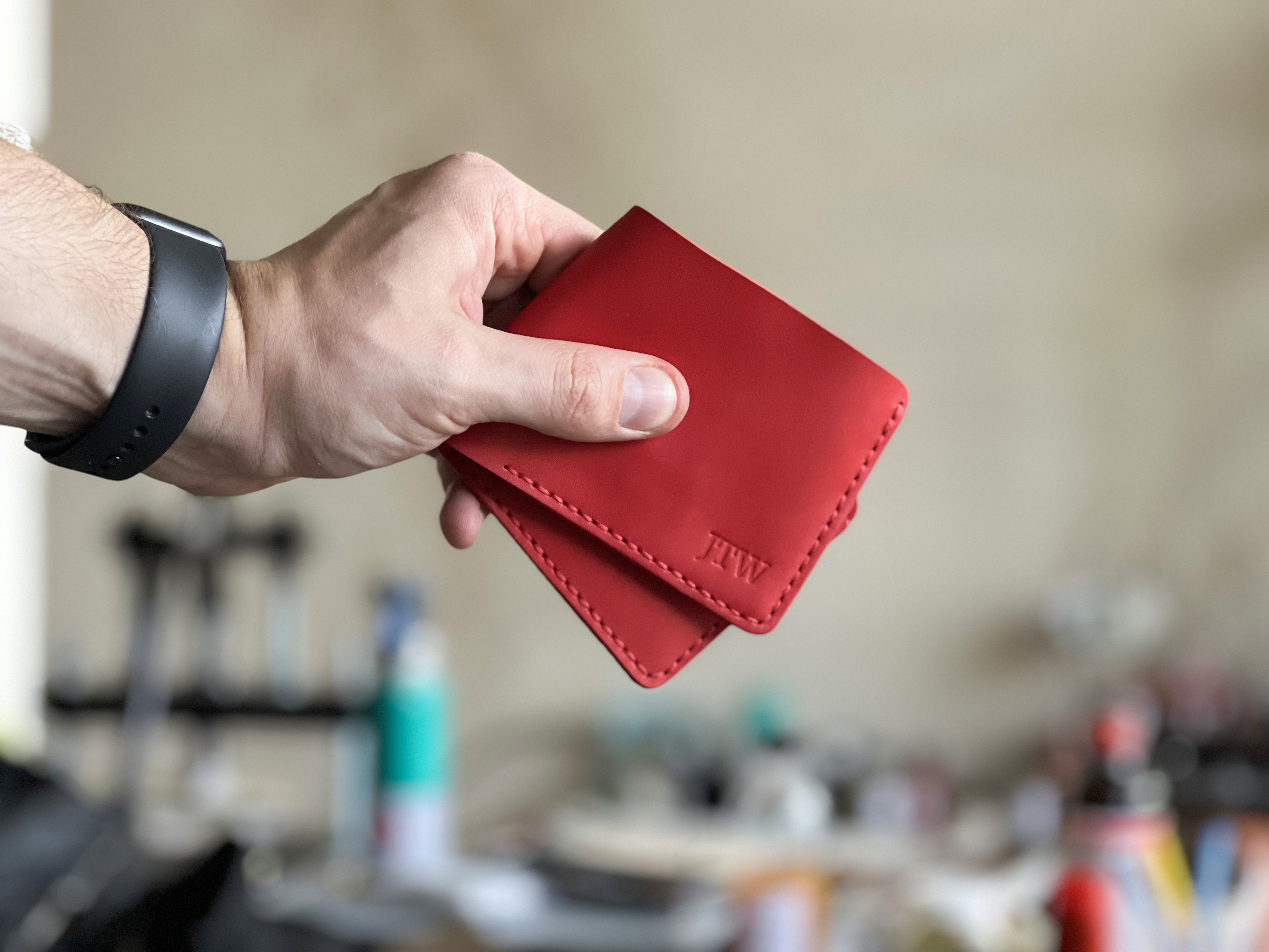 Personalized Red Leather Wallet, Father's Day Gift, Front Personalized Red Leather Wallet, Father's Day Gift, Front