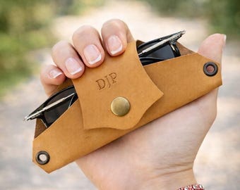 Leather Glasses Case Personalized, Full Grain Leather Eyeglass Sleeve, Custom Sunglasses Case, Minimalist Leather Gift for Him Her