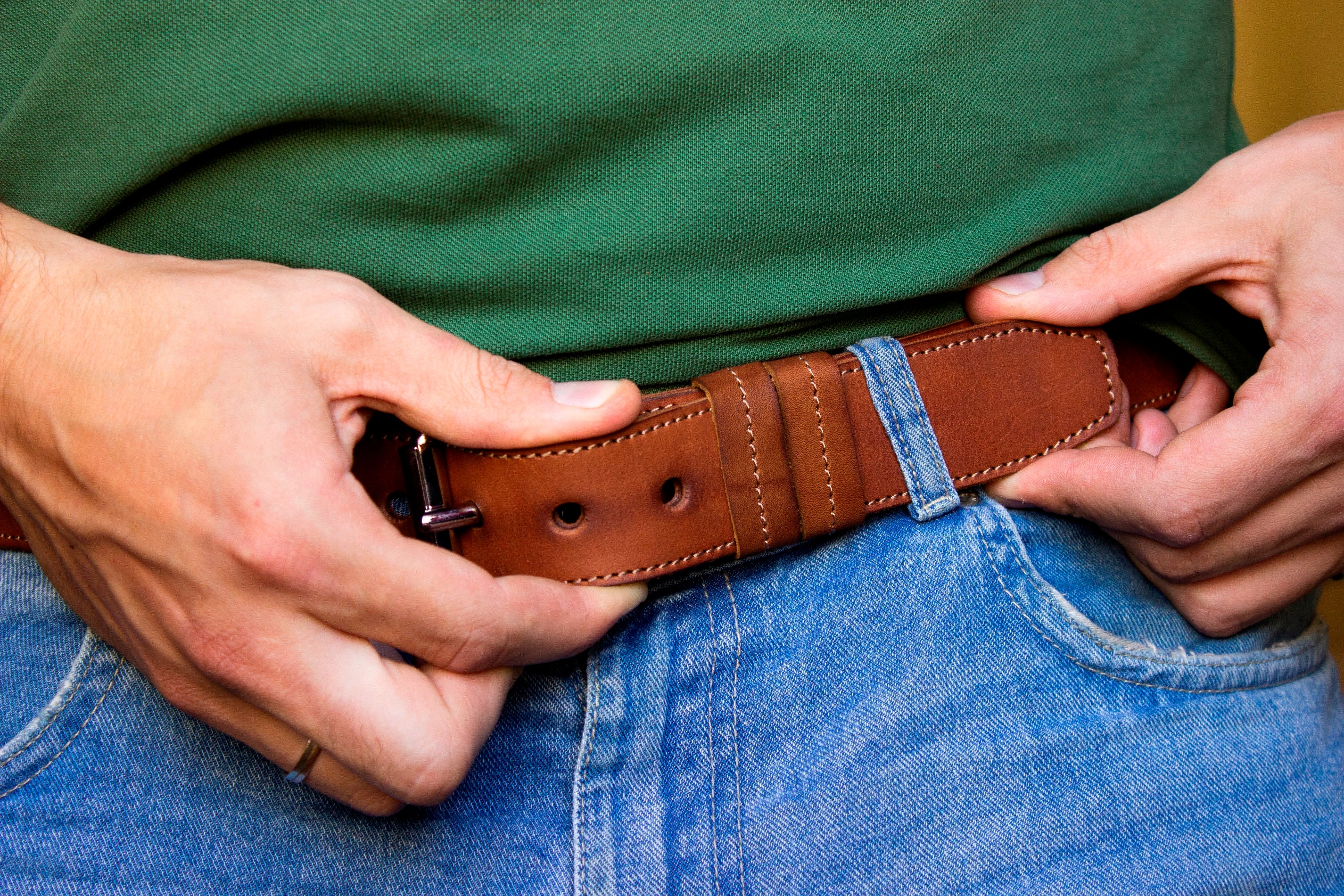 Thick Handmade Leather Belt Fullgrain Leather Personalized Etsy