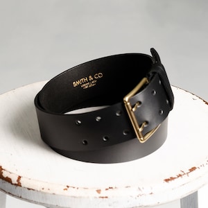 2 inch Mens Leather Belt, Two inch Full-Grain Leather Belt, Thick Double Hole Leather Belt for Men, Wide Mens Belt, Heavy Duty Belt