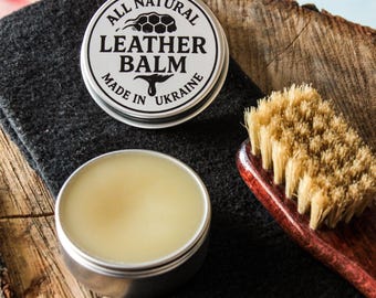 Natural Leather Balm: Beeswax, Coconut & Almond Oil Conditioner - Sandalwood Scent