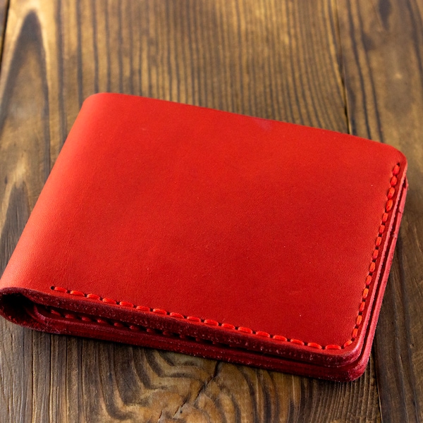 Red Leather Wallet - Etsy