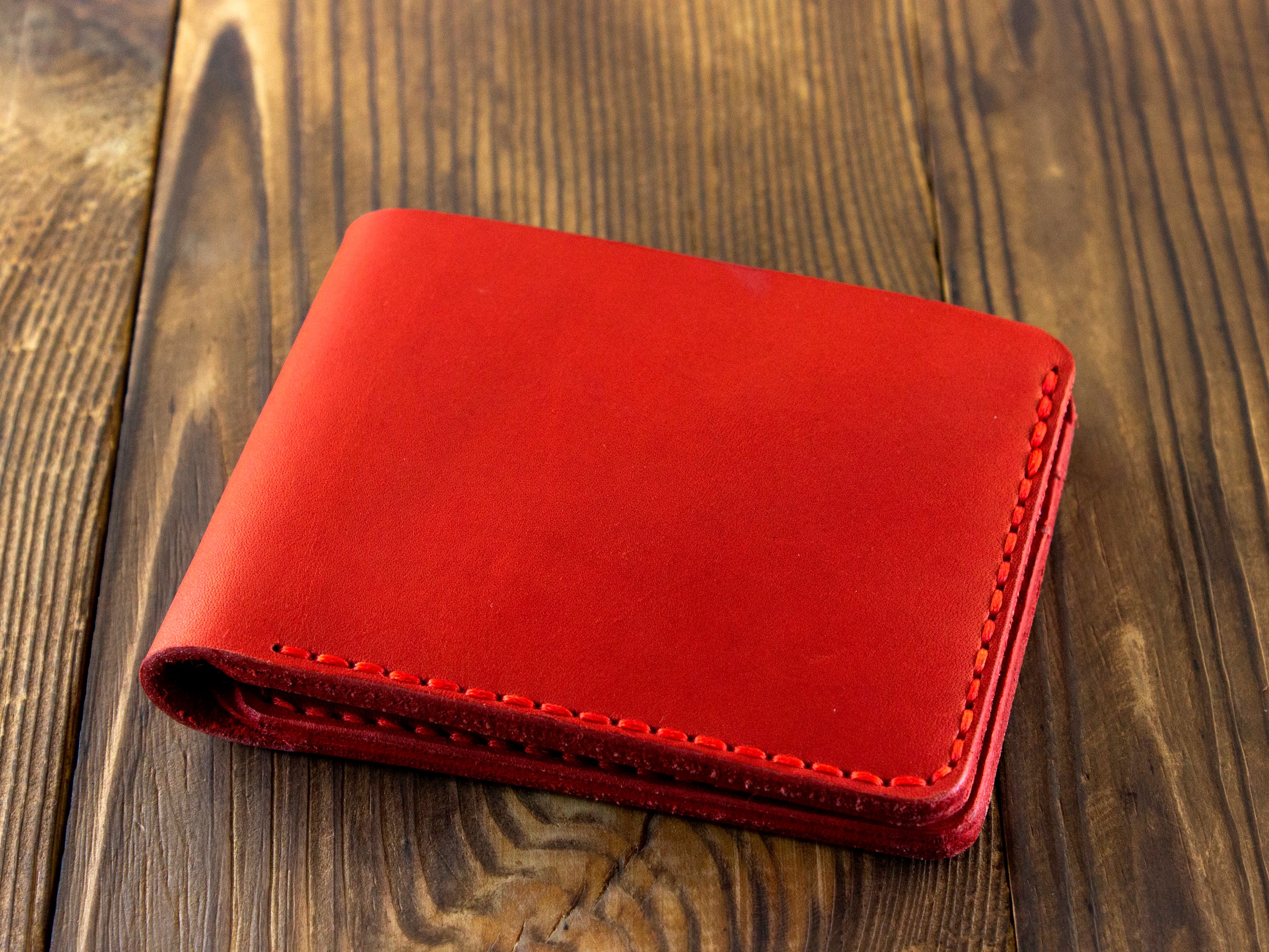 Red Leather Wallet Personalized Leather Red Wallet Front 