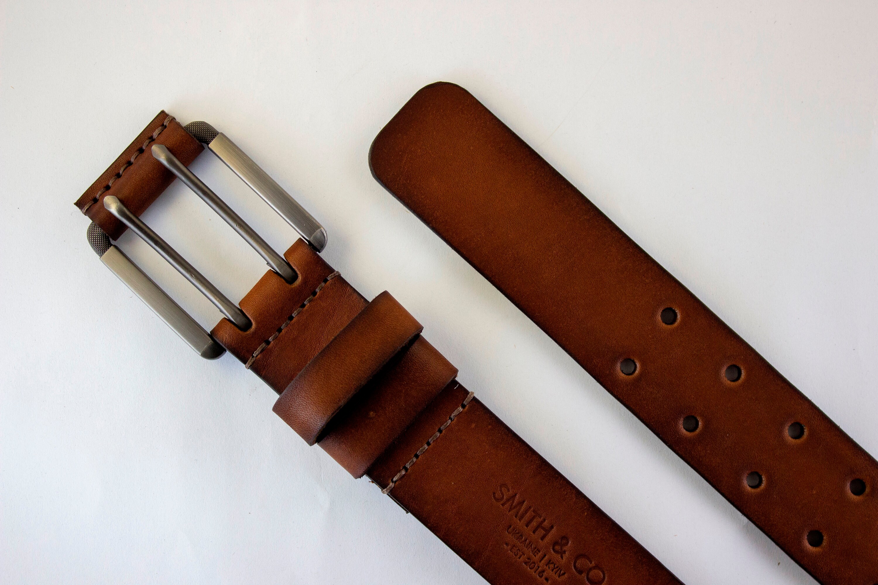 Brown Double Hole Leather Belt for Man Custom Heavy Duty Belt Etsy