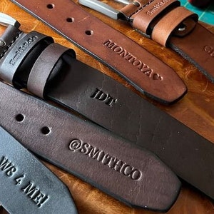 Engraved Handmade Belt, Fathers Days Gift, Personalized Gift for Him, Custom Leather Belt, Personalized Leather Gift, Engraved Dad Gift image 9