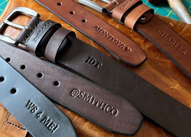 Engraved Handmade Belt, Fathers Days Gift, Personalized Gift for Him, Custom Leather Belt, Personalized Leather Gift, Engraved Dad Gift image 9
