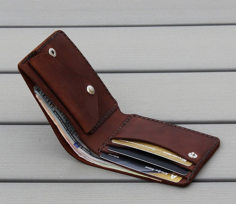 Mens Coin Pocket Wallet Full Grain Leather Wallet for Men Etsy