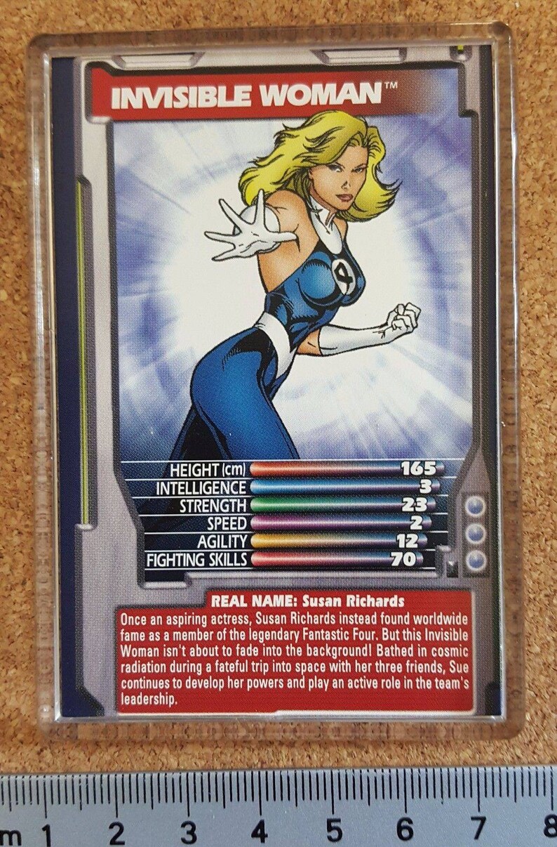 Marvel Comic Heroes Villains Top Trumps Card Fridge Magnet Invisible Woman