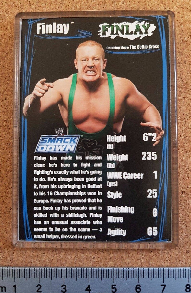 Fridge Magnet Top Trumps Card WWE Wrestler Finlay