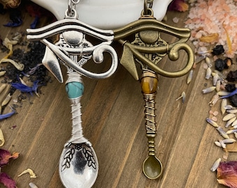 Eye Of Ra Stone Wire Wrap Hanger Ketting Aangepaste Edelsteen Thee Oliën Kralen Glitter Copal Wierook Honing Heks Zouten Chronische Ziekte Bewustzijn