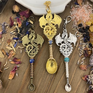 Dragon Custom Stone Wire Wrap Pendant Necklace Gemstone Tea Oils Beads Glitter Ritual Incense Witch Salts Chronic Illness Awareness