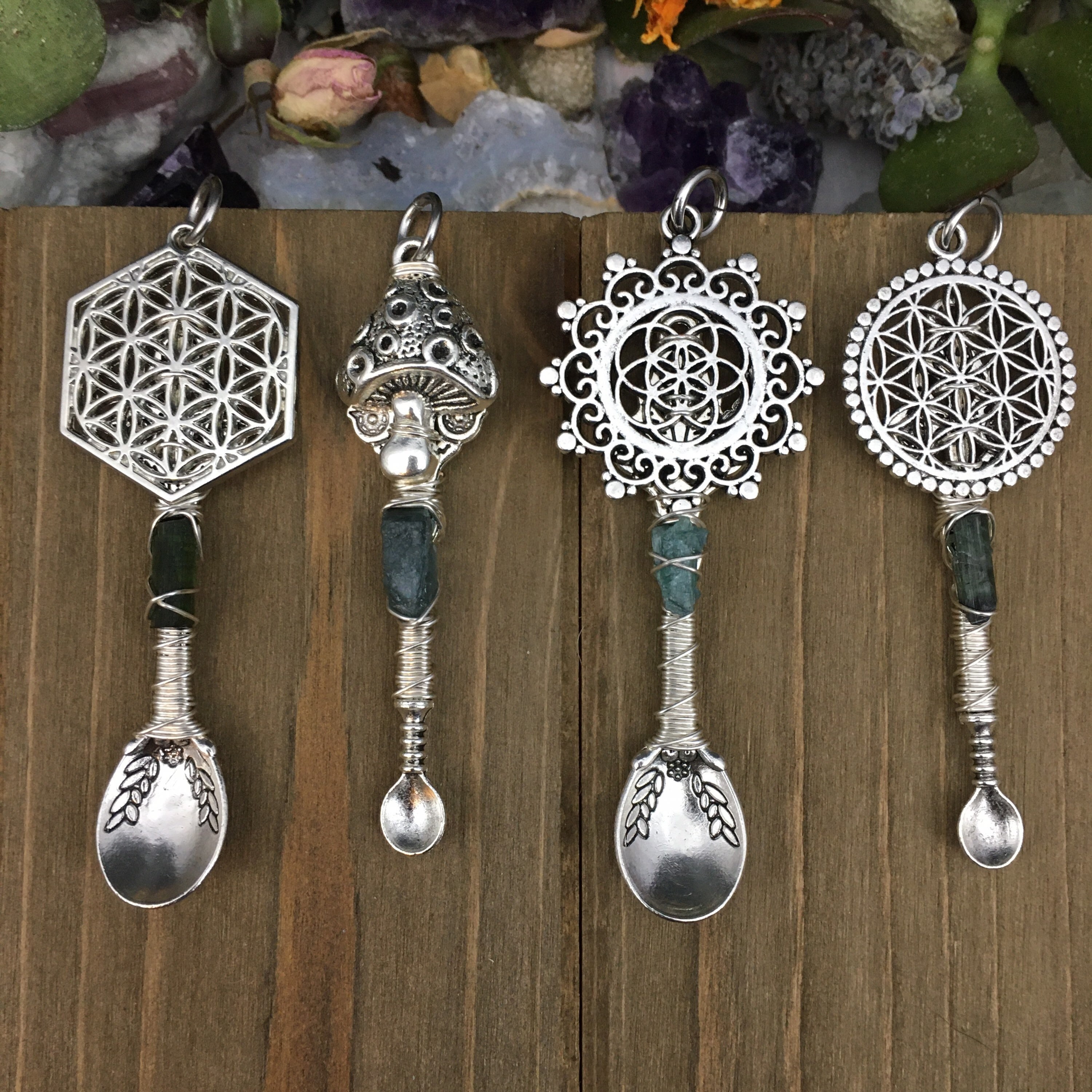 Silver Tourmaline Wire Wrap Spoon 