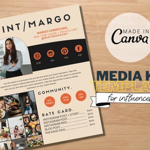 DER MARGO | Media Kit Canva Template für Content-Ersteller, Blogger und Influencer | Social Media Management | Tools zur Monetarisierung von Socials