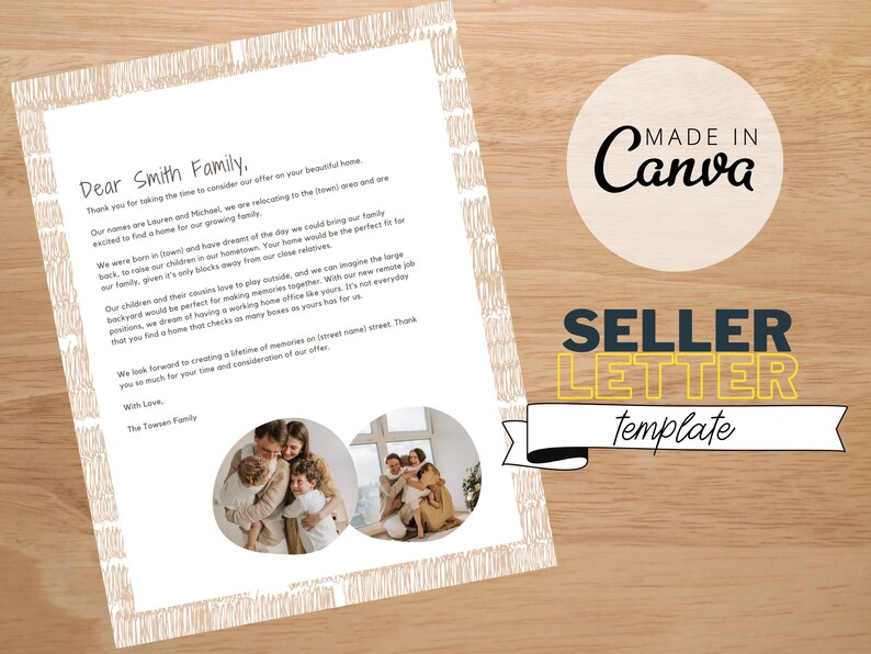 Buyer to Seller Letter Template Home Buyers Template Love Etsy
