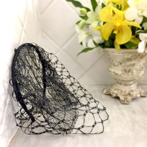 Masquerade Ball Mask, Bachelorette Veil, Black Fascintor Veil Headband, Black Birdcage Veil, Funeral Veil, Face Veil Wedding, Lace Mask