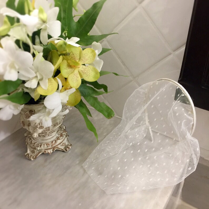 Full Face Mask Bachelorette Veil Headband with Bridal Fascinator Ivory Bridal Wedding Veil Ivory Birdcage Veil Polka Dot Veil