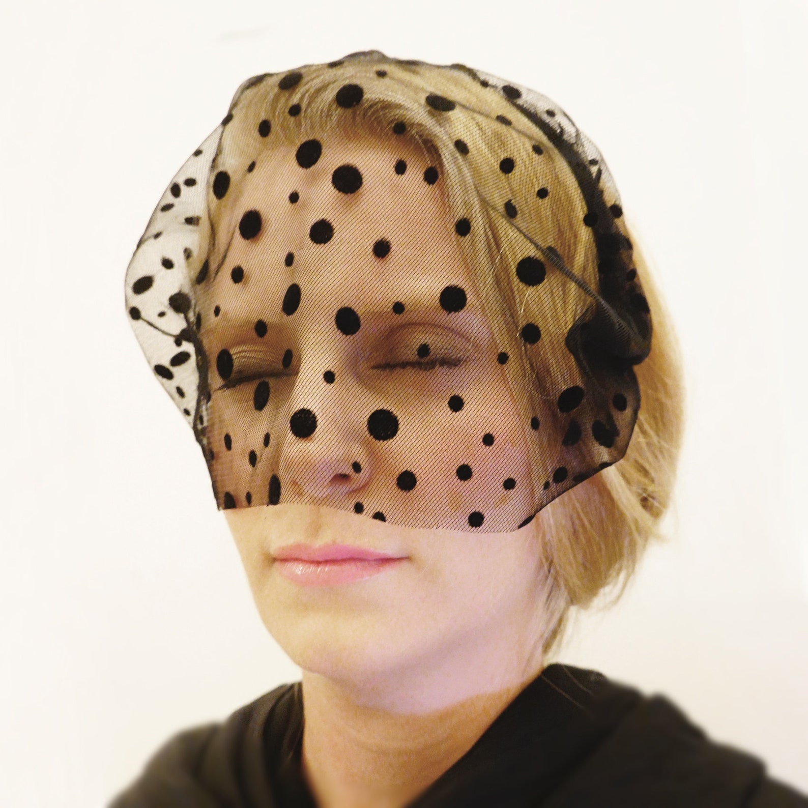 Polka Dot Veil, Black Fascinator Veil Headband, Black Birdcage Veil