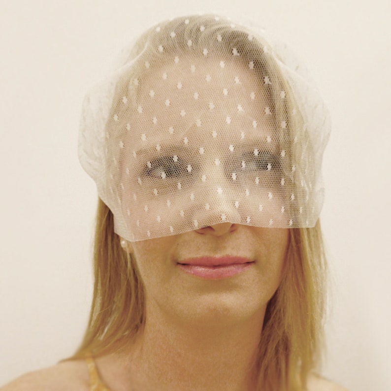 Full Face Mask Bachelorette Veil Headband with Bridal Fascinator Ivory Bridal Wedding Veil Ivory Birdcage Veil Polka Dot Veil