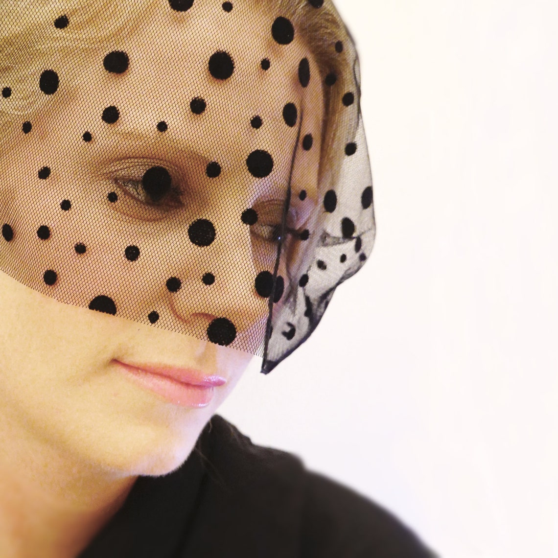 Polka Dot Veil, Black Fascinator Veil Headband, Black Birdcage Veil