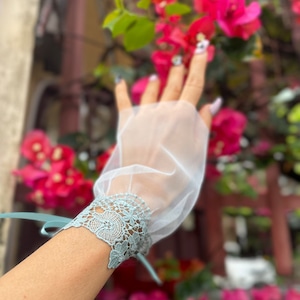 Tulle Gloves Fingerless, Mint Green Lace Cuffs, Tea Party Gloves, Costume Gloves, Prom Party, Birthday Party, Vintage Party, Woman Gifts