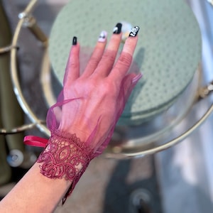 Fingerless Lace Gloves Wedding, Bridesmaids Gloves, Tulle Gloves, Dinner Party Vintage Party Garden Party Prom Party Birthday Party