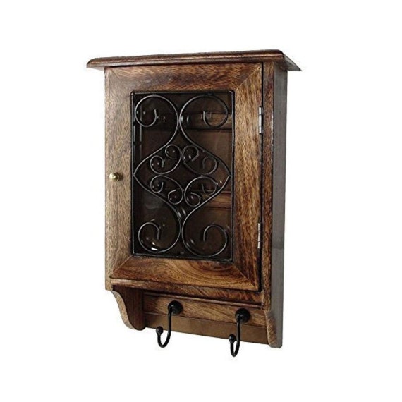 Antique Key Box/Wooden key cabinet, Wooden Key Holder-key house/Key keeper/  Wall
