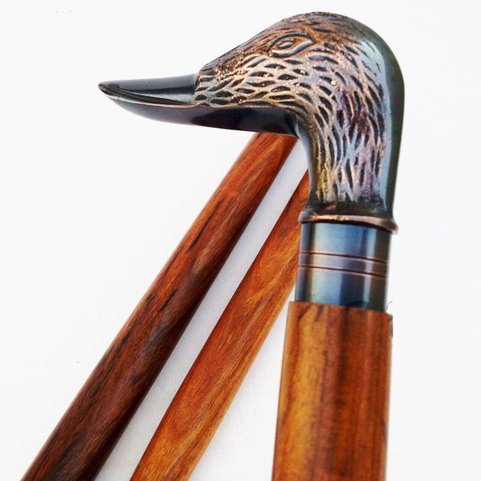 Wooden working Walking Stick Victorian Duck Head Handle Cane Etsy