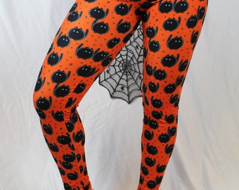 かわいい黒猫のハロウィンレギンス - レディース