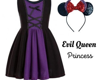 Vestido y orejas de princesa malvada para niñas