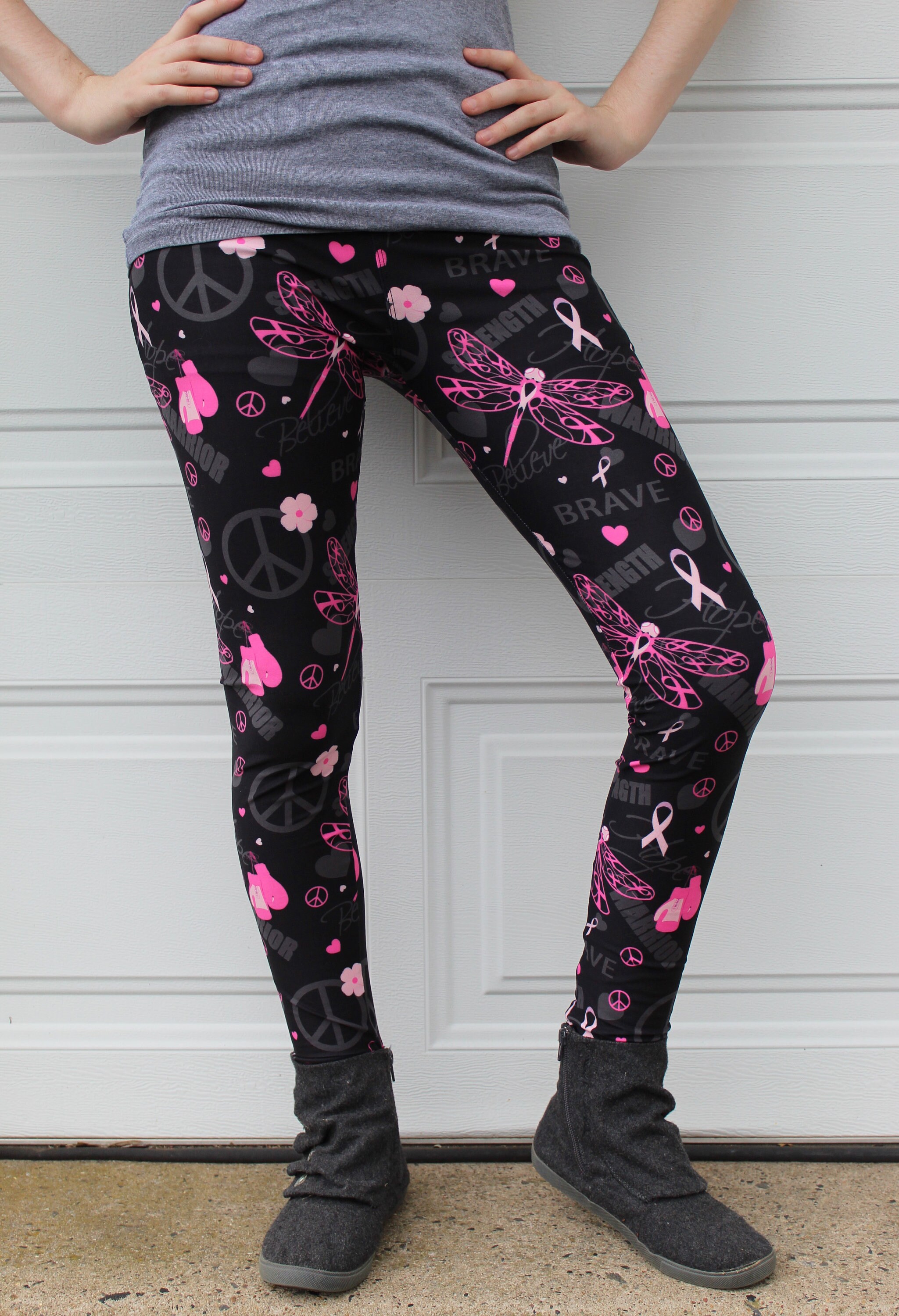 Ladies Pink or Woodland Camo LEGGINGS Yoga Workout Pants Breast Cancer  Awareness