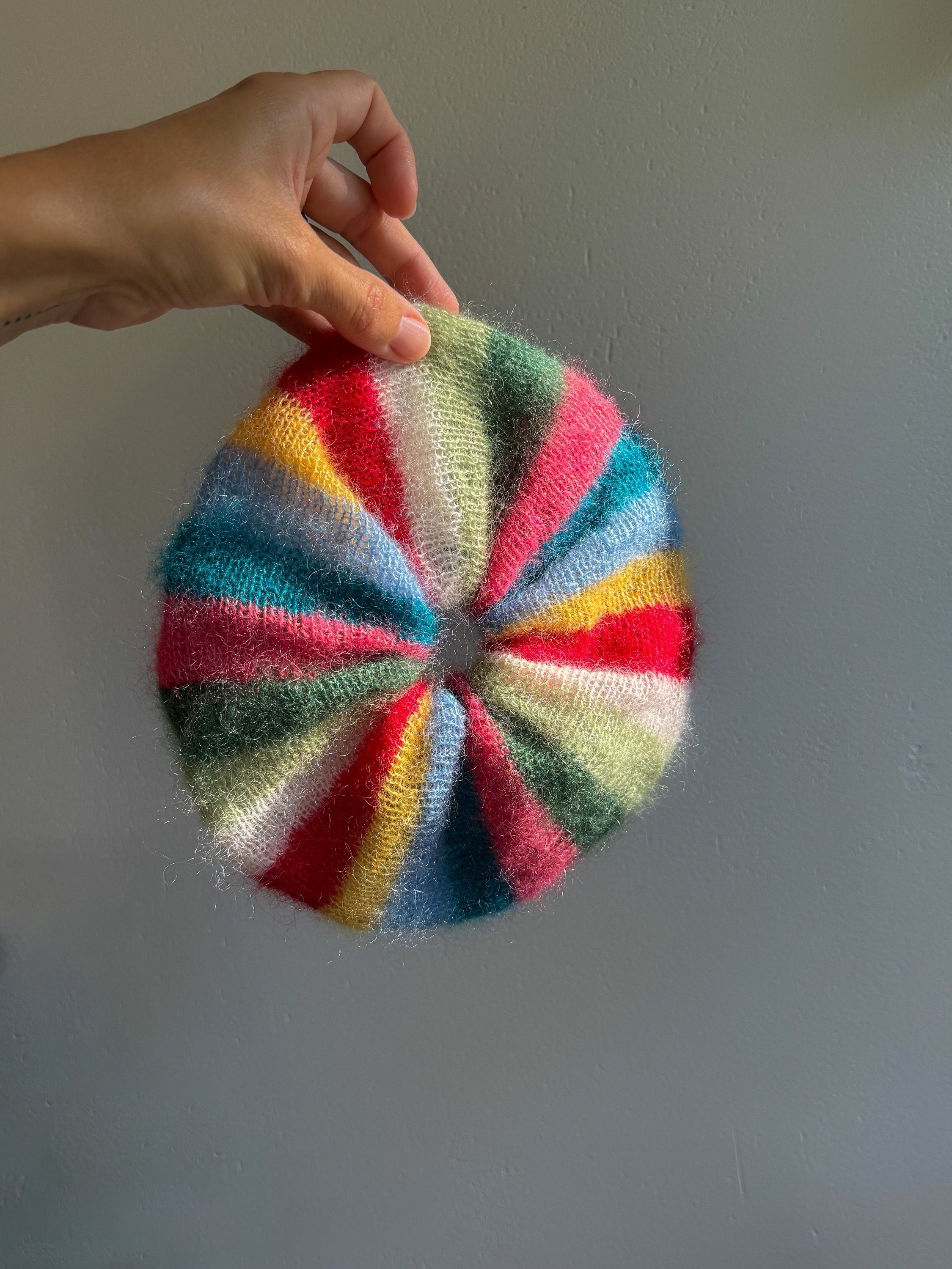 Colourful striped mohair scrunchie - hair accessory - colourful scrunchie - women's hair tie - oversized scrunchie