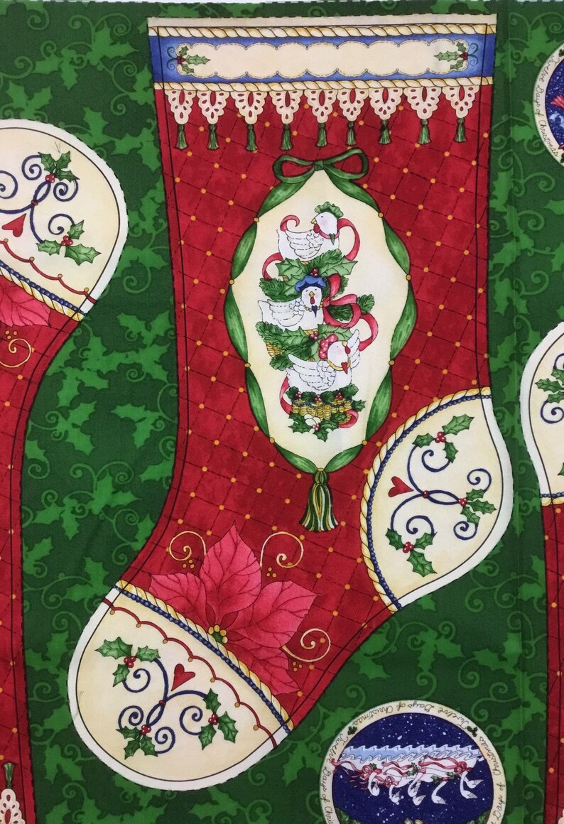 DIY Christmas Stocking Panels 12 Days of Christmas 4 Printed Etsy