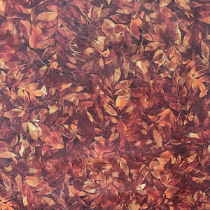 Chocolate brown leaf Fabric: Woven Cotton Quilt Fabric - Sold by the Yard