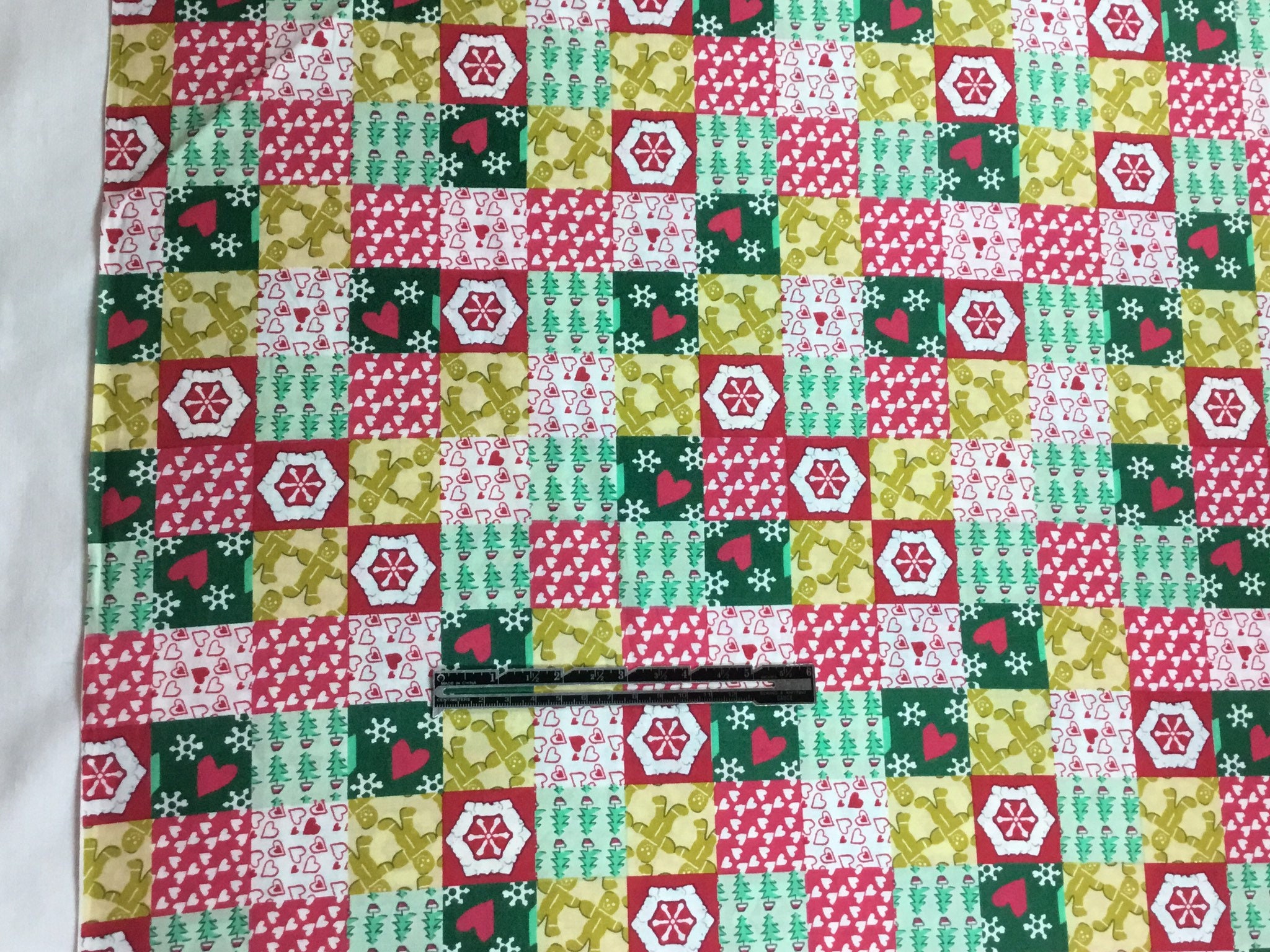 Vintage look Christmas patchwork fabric woven cotton Etsy