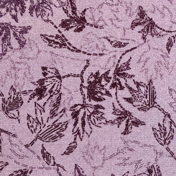 Woven cotton fabric, branches and leaves in varying shades of purple, sold as yardage, in stock and ready to ship!