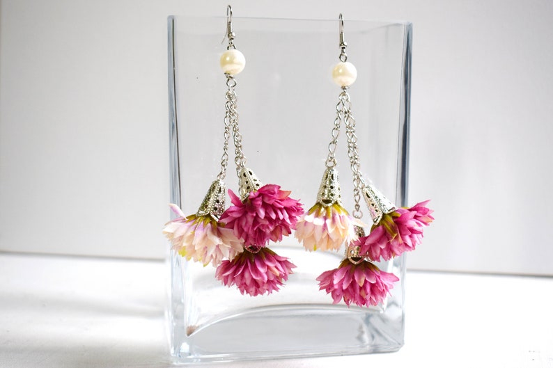 Chrysanthemum Earrings Flowers Earrings Handmade Flower Etsy